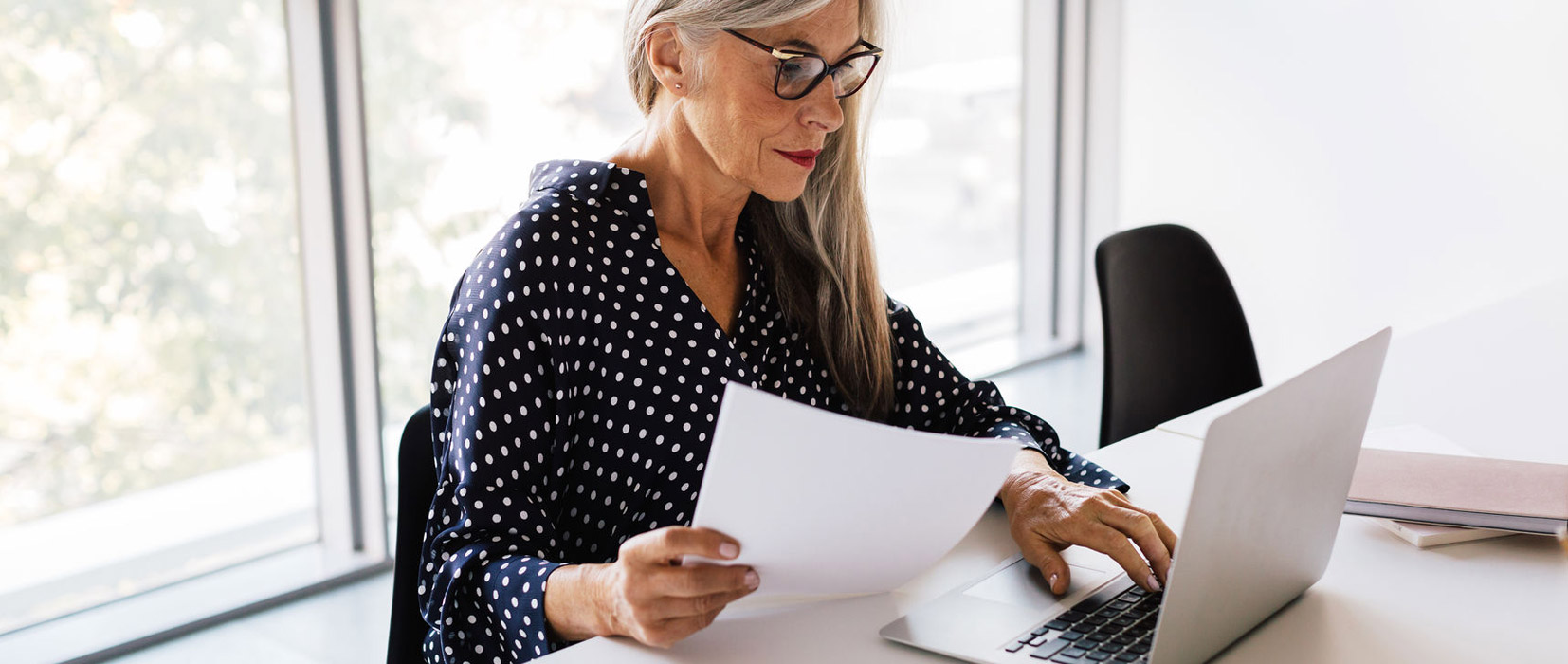 Woman working on a computer